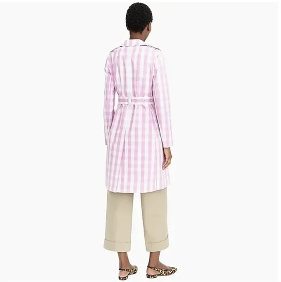 J.Crew 2011 Icon Trench Coat in Oversized Gingham Button Front Sash Tie Lilic 0 - Picture 5 of 12